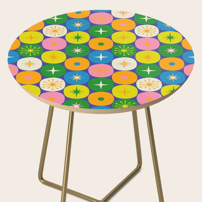 Mid Century Modern Atomic Future Colorful Modtastic Dots and Stars Pattern Side Table Gallery Image 2