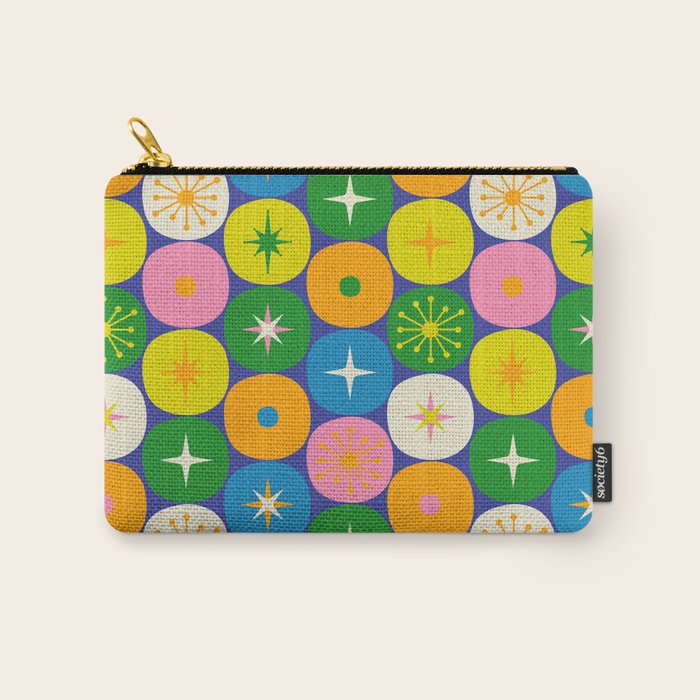 Mid Century Modern Atomic Future Colorful Modtastic Dots and Stars Pattern Carry All Pouch Gallery Image 1
