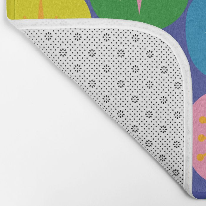 Mid Century Modern Atomic Future Colorful Modtastic Dots and Stars Pattern Bath Mat Gallery Image 2