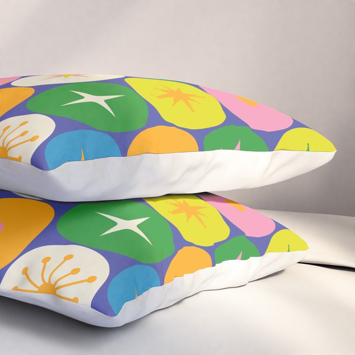 Mid Century Modern Atomic Future Colorful Modtastic Dots and Stars Pattern Pillow Sham Gallery Image 3