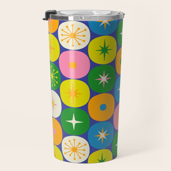 Mid Century Modern Atomic Future Colorful Modtastic Dots and Stars Pattern Travel Mug Gallery Image 3