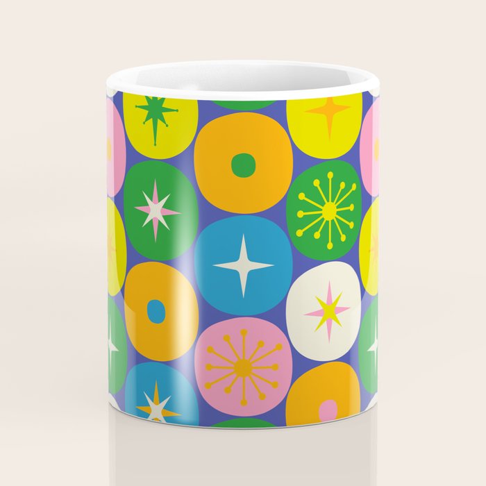 Mid Century Modern Atomic Future Colorful Modtastic Dots and Stars Pattern Coffee Mug Gallery Image 4
