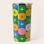Mid Century Modern Atomic Future Colorful Modtastic Dots and Stars Pattern Travel Mug Gallery Image 1