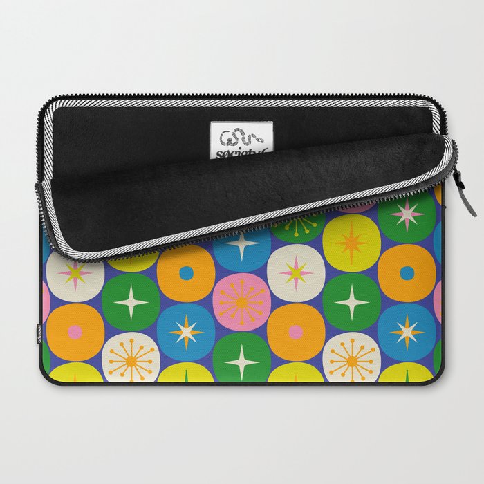 Mid Century Modern Atomic Future Colorful Modtastic Dots and Stars Pattern Laptop Sleeve Gallery Image 2