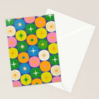 Mid Century Modern Atomic Future Colorful Modtastic Dots and Stars Pattern Stationery Card Gallery Image 2