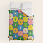 Mid Century Modern Atomic Future Colorful Modtastic Dots and Stars Pattern Duvet Cover Gallery Image 6