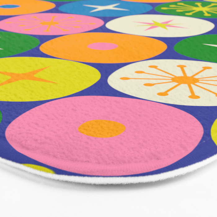 Mid Century Modern Atomic Future Colorful Modtastic Dots and Stars Pattern Bath Mat Gallery Image 3