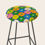 Mid Century Modern Atomic Future Colorful Modtastic Dots and Stars Pattern Stool Gallery Image 2