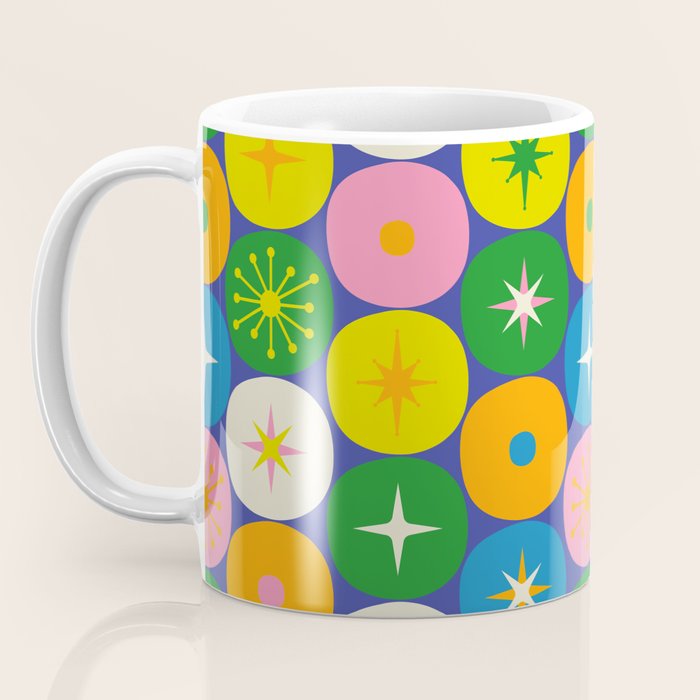 Mid Century Modern Atomic Future Colorful Modtastic Dots and Stars Pattern Coffee Mug Gallery Image 3