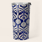 Art Deco Florals On Dark Blue Travel Mug Gallery Image 2
