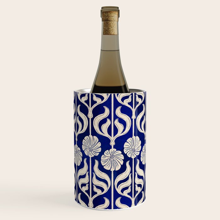 Art Deco Florals On Dark Blue Wine Chiller Gallery Image 3
