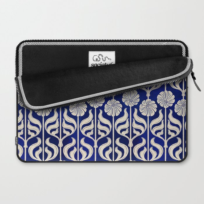 Art Deco Florals On Dark Blue Laptop Sleeve Gallery Image 2