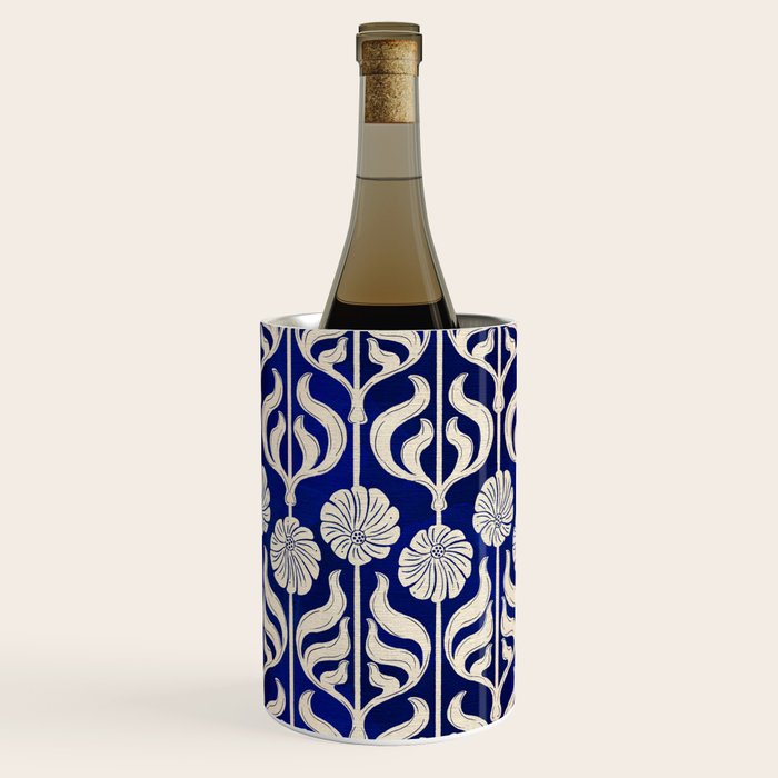 Art Deco Florals On Dark Blue Wine Chiller Gallery Image 1