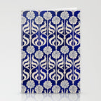 Art Deco Florals On Dark Blue Stationery Card Gallery Image 2
