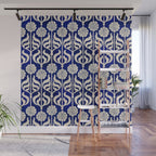 Art Deco Florals On Dark Blue Wall Mural Gallery Image 1