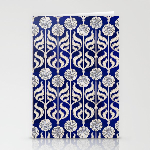 Art Deco Florals On Dark Blue Stationery Card Gallery Image 1