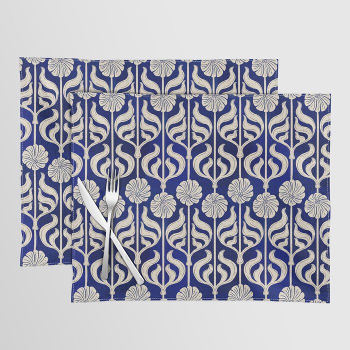 Art Deco Florals On Dark Blue Placemat Gallery Image 1