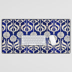 Art Deco Florals On Dark Blue Desk Mat Gallery Image 1