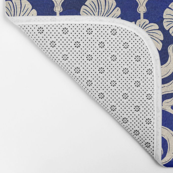 Art Deco Florals On Dark Blue Bath Mat Gallery Image 2