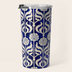 Art Deco Florals On Dark Blue Travel Mug Gallery Image 3