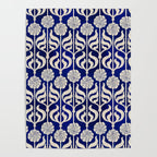 Art Deco Florals On Dark Blue Poster Gallery Image 4