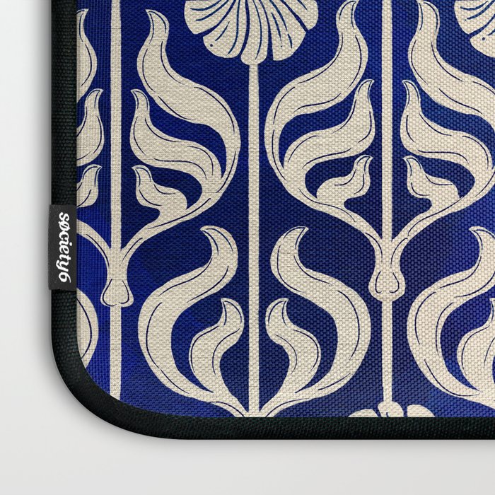 Art Deco Florals On Dark Blue Laptop Sleeve Gallery Image 3