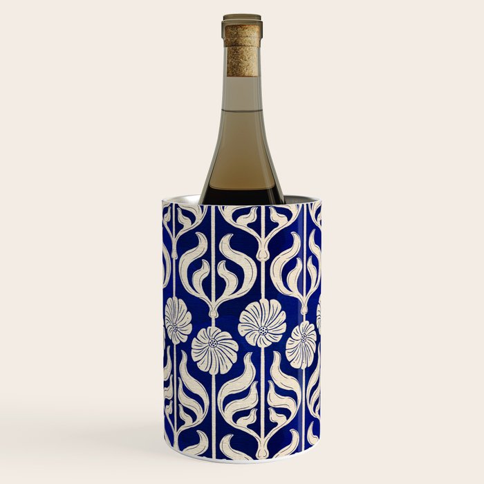 Art Deco Florals On Dark Blue Wine Chiller Gallery Image 2