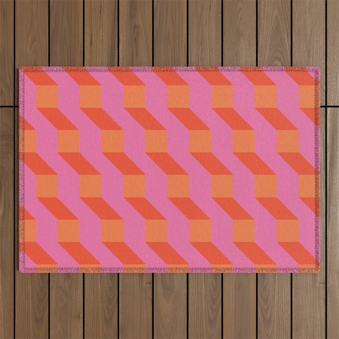 Retro geometry bright pattern no10 Outdoor Rug Gallery Image 1