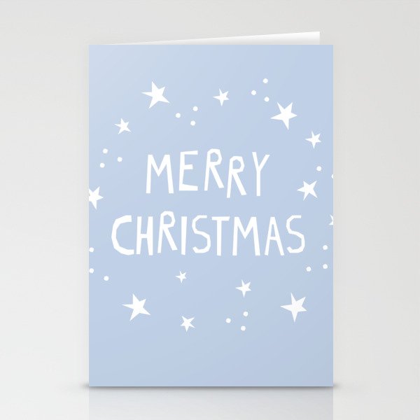Merry Christmas light blue and white  Stationery Card Gallery Image 2