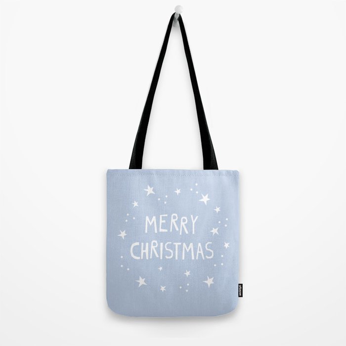 Merry Christmas light blue and white  Tote Bag Gallery Image 2