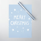 Merry Christmas light blue and white  Wrapping Paper Gallery Image 1