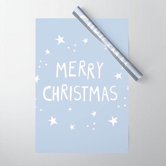 Merry Christmas light blue and white  Wrapping Paper Gallery Image 1