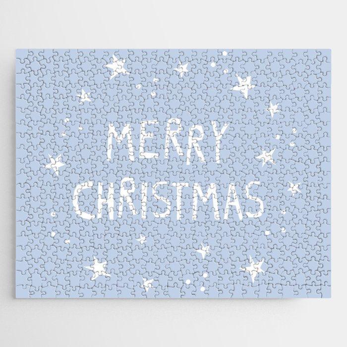 Merry Christmas light blue and white  Jigsaw Puzzle Gallery Image 1