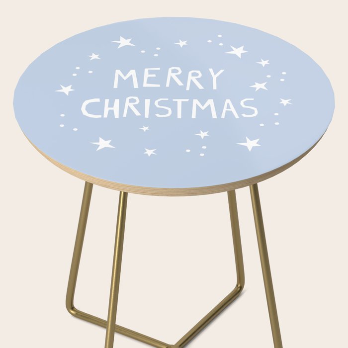 Merry Christmas light blue and white  Side Table Gallery Image 2