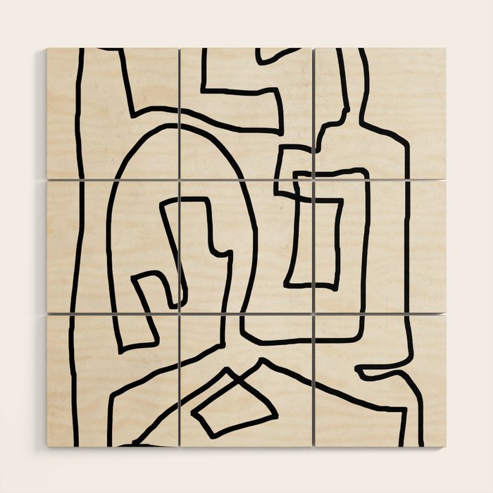 Abstract line art Wood Wall Art Gallery Image 1