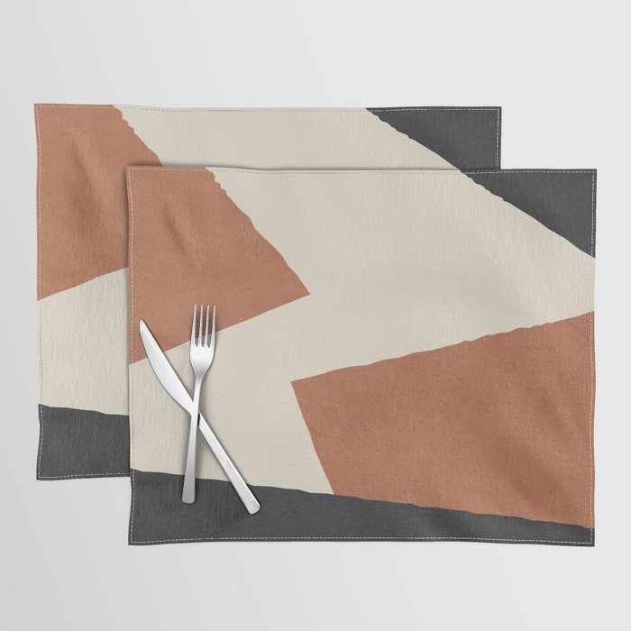 Graphic Edge Shapes - Terracotta Orange Brown Placemat Gallery Image 1