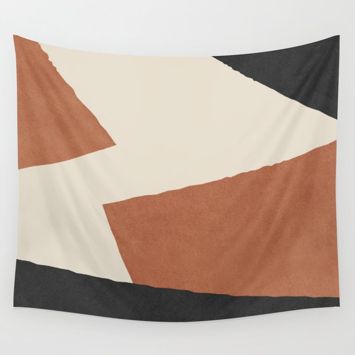Graphic Edge Shapes - Terracotta Orange Brown Wall Tapestry Gallery Image 1