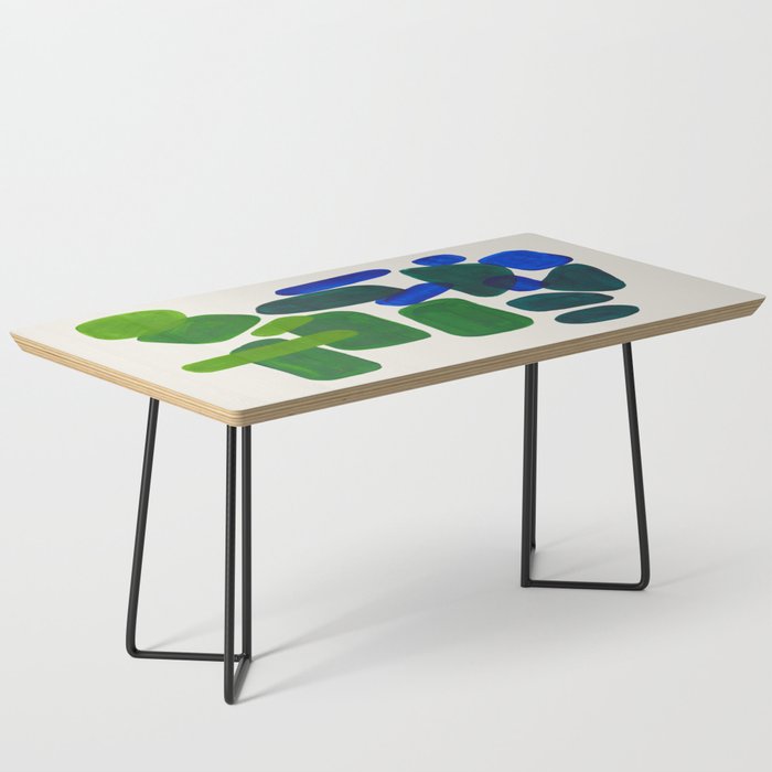 Minimalist Modern Mid Century Colorful Abstract Shapes Phthalo Blue Lime Green Gradient Overlapping Coffee Table Gallery Image 1