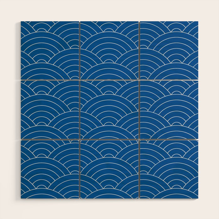 Seigaiha (Sapphire Blue) Wood Wall Art Gallery Image 1
