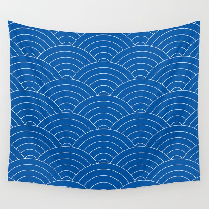 Seigaiha (Sapphire Blue) Wall Tapestry Gallery Image 4