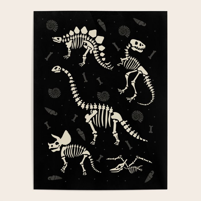 Dinosaur Fossils on Black Poster Gallery Image 4