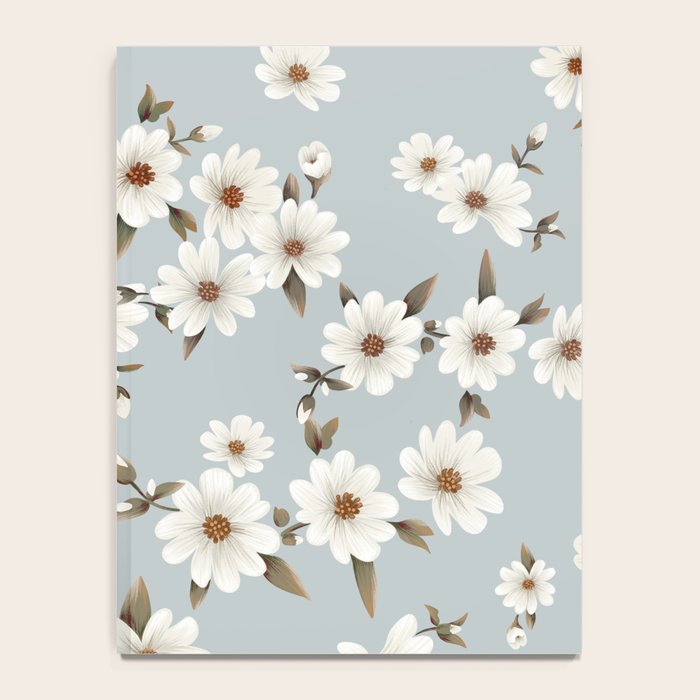 seamless pattern with daisies on a blue background Notebook Gallery Image 4