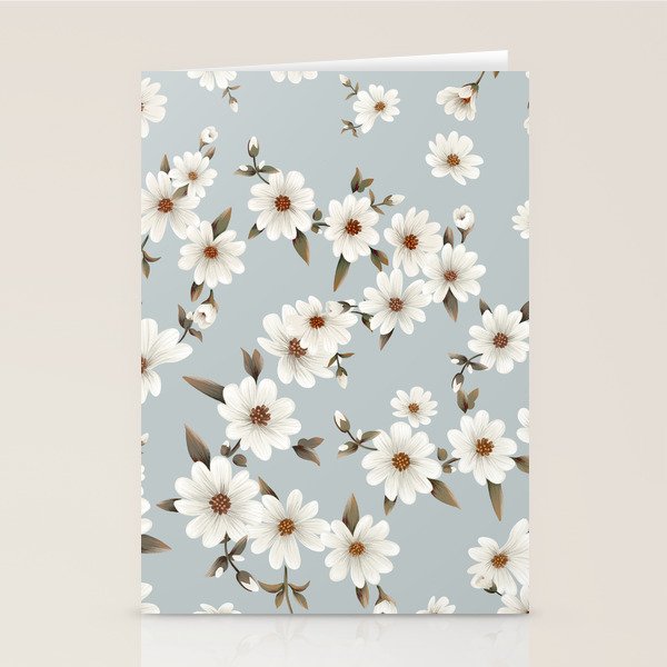 seamless pattern with daisies on a blue background Stationery Card Gallery Image 2