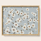 seamless pattern with daisies on a blue background Serving Tray Gallery Image 1