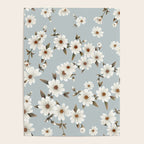 seamless pattern with daisies on a blue background Poster Gallery Image 4