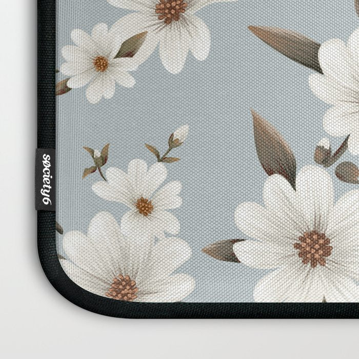 seamless pattern with daisies on a blue background Laptop Sleeve Gallery Image 3