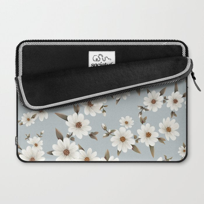 seamless pattern with daisies on a blue background Laptop Sleeve Gallery Image 2