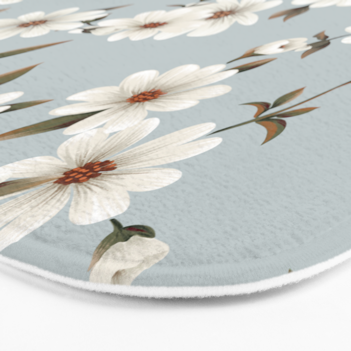 seamless pattern with daisies on a blue background Bath Mat Gallery Image 3