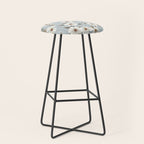 seamless pattern with daisies on a blue background Stool Gallery Image 1
