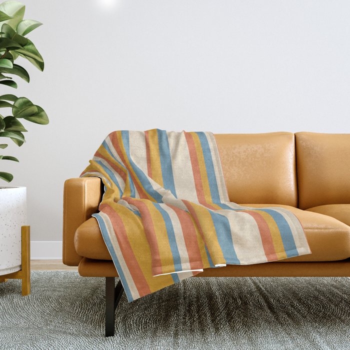 Classic Stripes XX - Retro Summer Throw Blanket Gallery Image 1